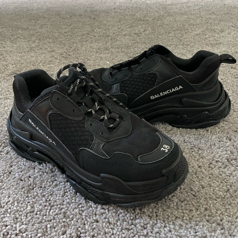 Balenciaga triple S black and white sneakers